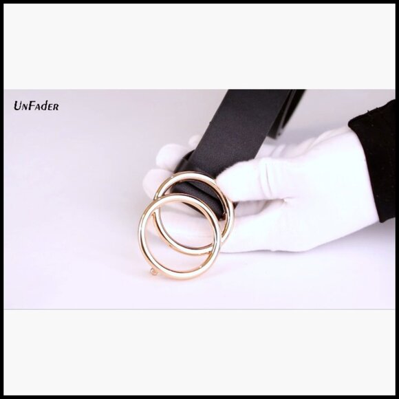 Faux Leather Belts with Double O-Ring Buckle for Jeans